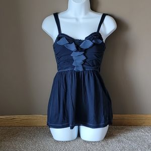 Abercrombie Navy Blue Flower Applique Size Small Dressy or Casual Tank Top